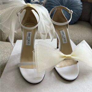 Jimmy Choo Aveline 100 Bow Pumps – Size 40 Ivory Cream